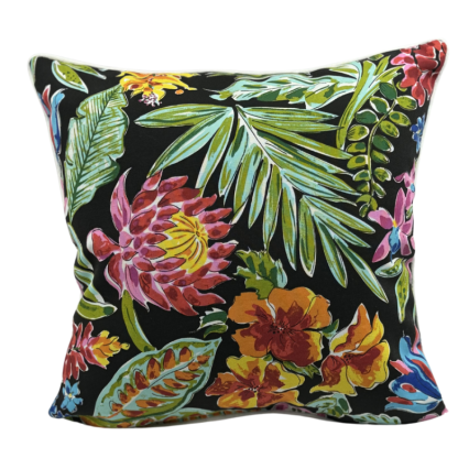 17" Paradise Island on Black Outdoor Pillow
