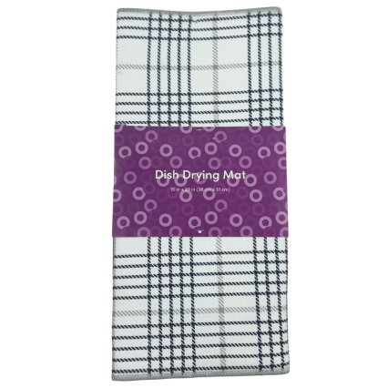 Grey and Black Plaid Dish Drying Mat