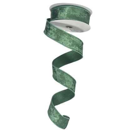 1.5" x10yd Sage Green Velvet Wired Ribbon