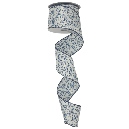 2.5" x10yd Foliage Swirls in Blue Ribbon