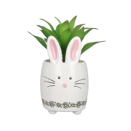 Ceramic Bunny Planter W/ Succulent