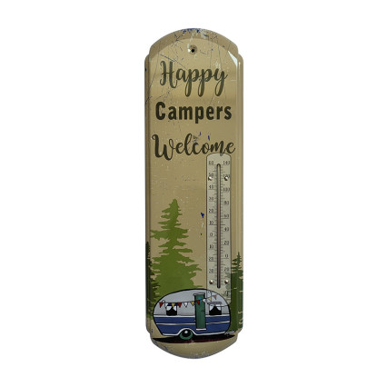 17" Happy Campers Welcome Metal Thermometer