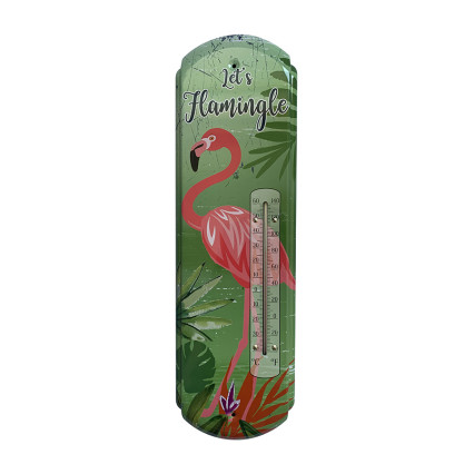 17" Let's Flamingle Metal Thermometer