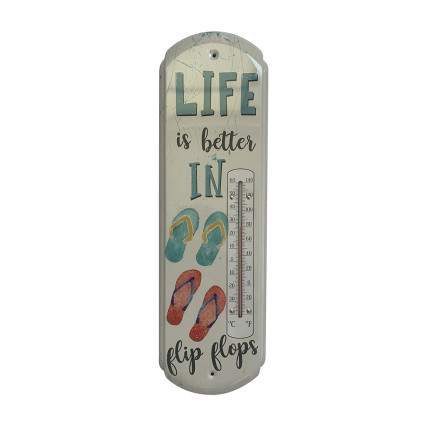 17" Life is Better in Flip Flops Metal Thermometer