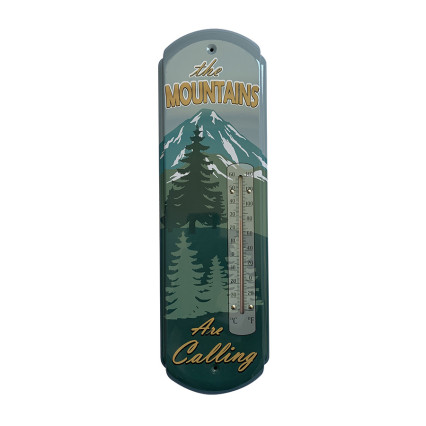 17" The Mountains are Calling Metal Thermometer