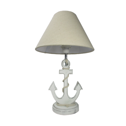 19.5" White Anchor Lamp with Rope