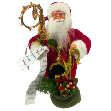 16" Santa w/ Gold Staff & Nice List