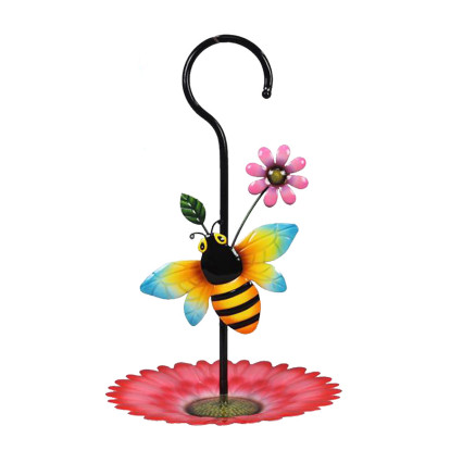 19" Metal Bee Garden Hanging Bird Feeder Decor