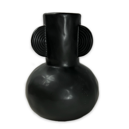 Geometric Black Ceramic Vase
