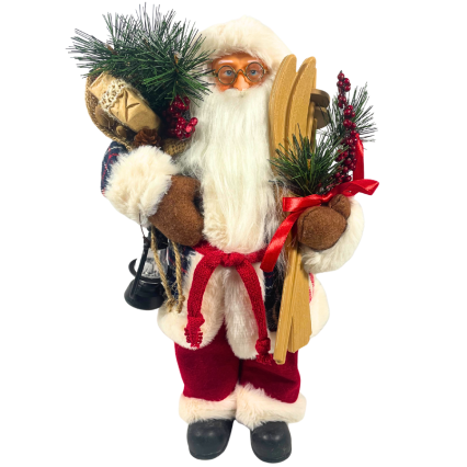 17" Santa w/ Wooden Skis