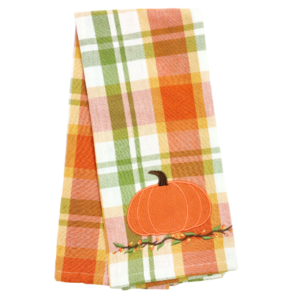Plaid Pumpkin Dishtowel