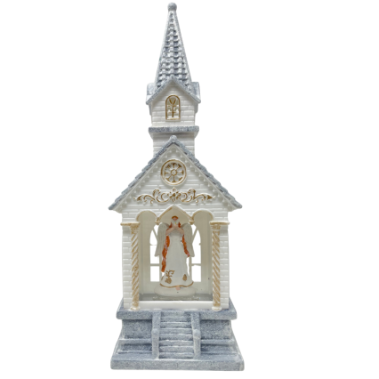 11" Angelic Church Glitter Lantern
