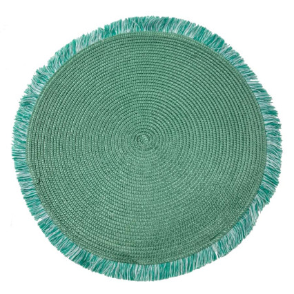 Monstera Green Fringed Round Placemat