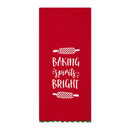 Baking Spirts Bright Emb Dish Towel-Red
