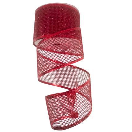 2.5" x 10yd Red Glitter Mesh Ribbon