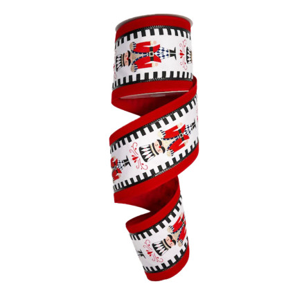 4" x 10yd Nutcracker w/ Red Velvet Edge Ribbon