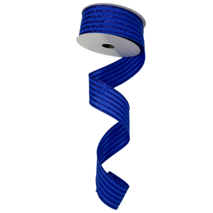 1.5" x10yd Deep Blue w/ Sparkle Stiped Ribbon