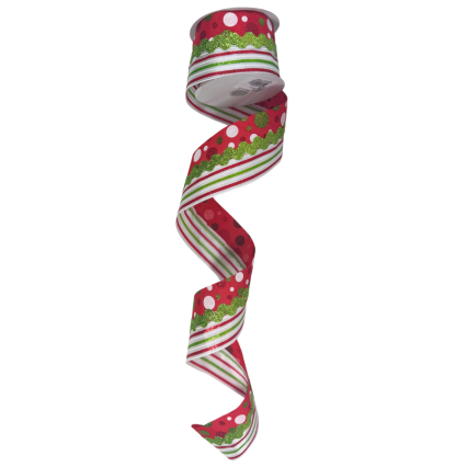 2.5"x10yd Christmas Whimsical Ribbon