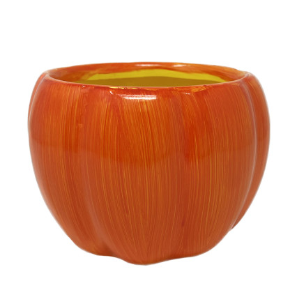 5"Dia Ceramic Pumpkin Planter - Orange