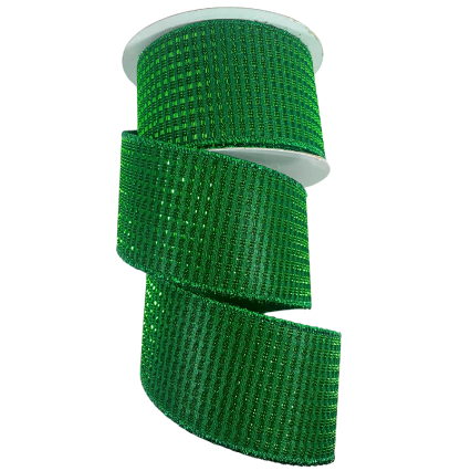 2.5" x 10yd Green Metallic Ribbon
