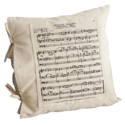 18" Square Indoor Pillow with Silent Night Slipcover