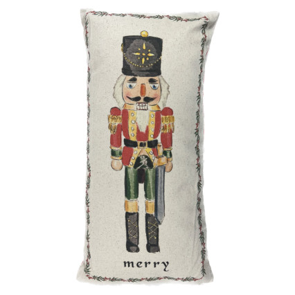 20"H Christmas Nutcracker Indoor Pillow-Merry