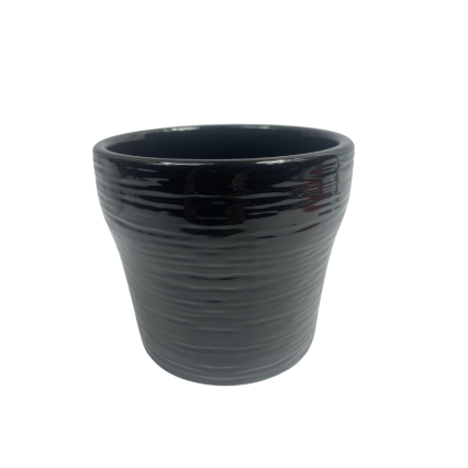 Water Wave Black Ceramic Planter