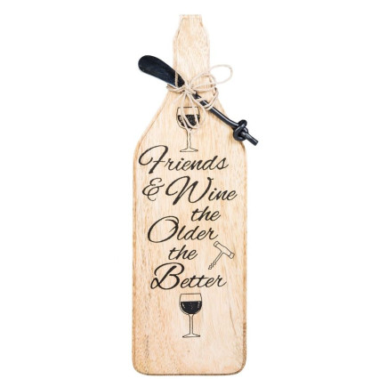 Wine Bottle Cheese Board with Spreader-Older The Better