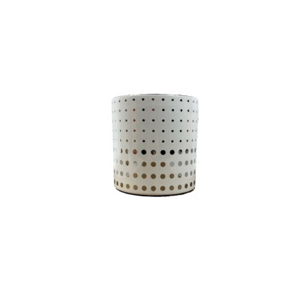 White Glass Vase with Silver Dots