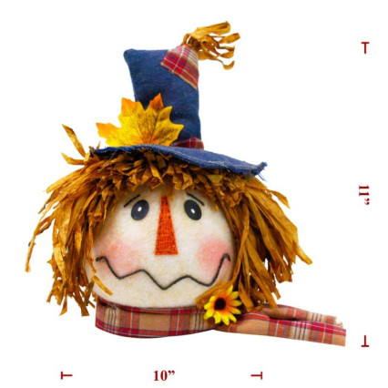 11"H Fall Cloth Sitting Scarecrow Head