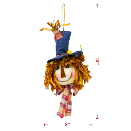 18"H Fall Cloth Hanging Scarecrow Head