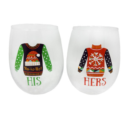 2pc 22oz His & Hers Stemless Wine Glasses