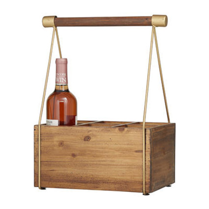 Light Brown Wooden Wine Rack - 6 Bottle