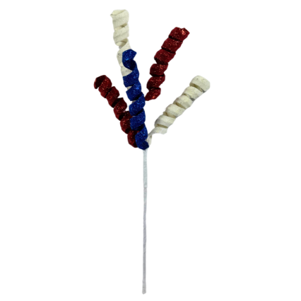 16" Curly Pick- Red, White & Blue