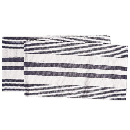 Classic Stripe Woven Table Runner - Black & White