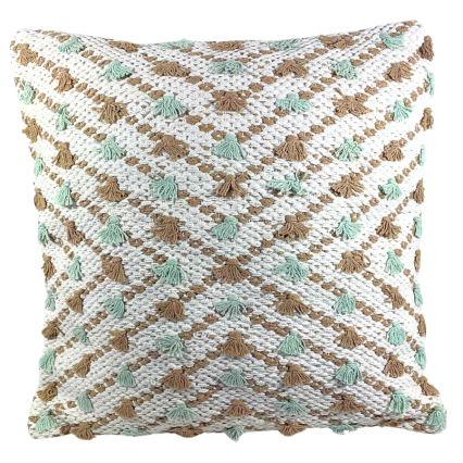17" Diagonal Tuft Seaglass Woven Indoor Pillow