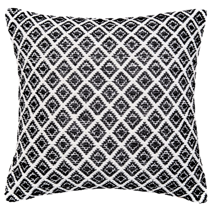 16" Bianca Black Geometric Woven Indoor Pillow