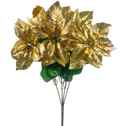 22" Gold Metallic Poinsettia Bush