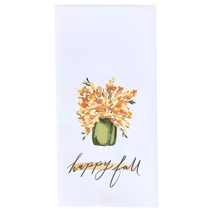 Happy Fall Embellished Dishtowel