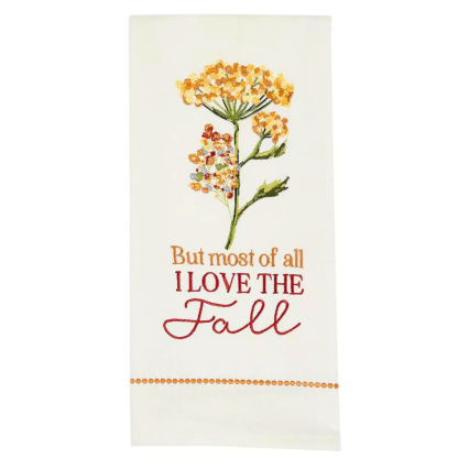 I Love The Fall Embellished Dishtowel