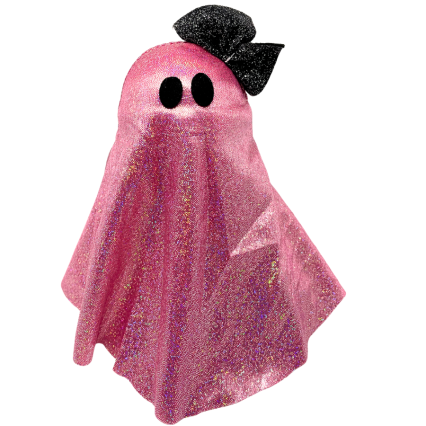 Pink Sequin Ghost w/ Black Bow