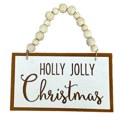 Holly Jolly Christmas Beaded Sign/Ornament