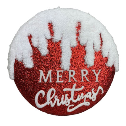 10" Glittered Red Merry Christmas Ornament