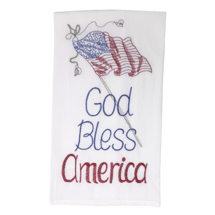 God Bless America Stitched Kitchen Towel