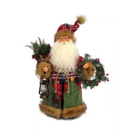 15" Plaid Wilderness Santa Claus