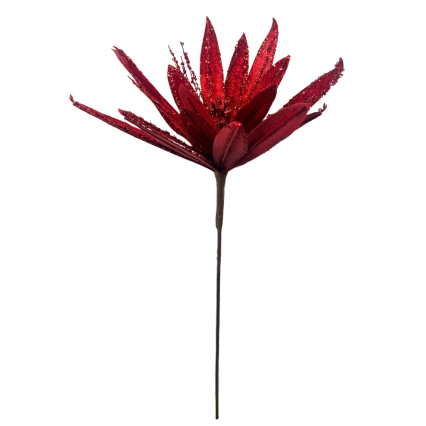 19" Pointed Poinsettia Stem - Red