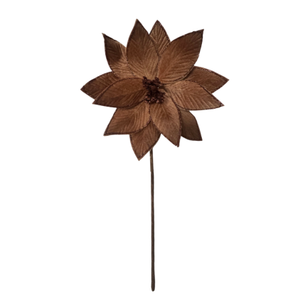 20" Glitter Edged Velvet Poinsettia Stem- Brown