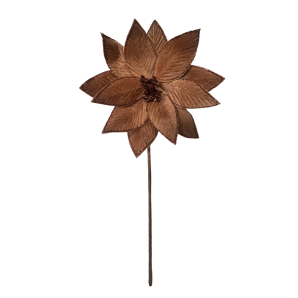 20" Glitter Edged Velvet Poinsettia Stem - Brown
