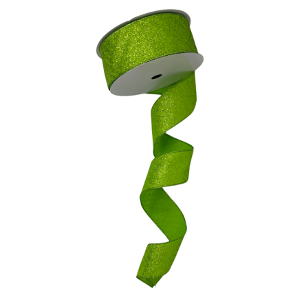 2.5" x100ft Lime Green Glitter Ribbon