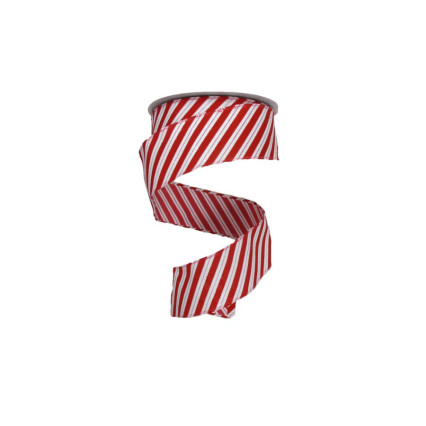 2.5"x100ft Red/White Diagonal Peppermint Stripes Ribbon